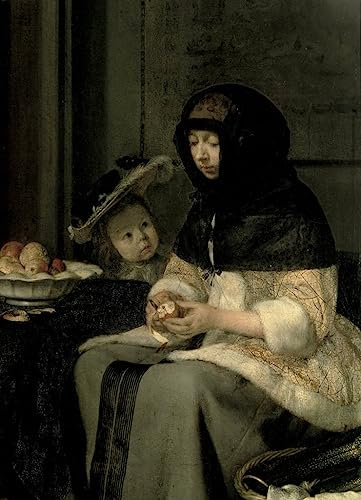 quadro su tela arte della parete Stampe Immagine Famoso il Pelafrutta di Gerard Ter Borch per l'arredamento del corridoio 60x90cm