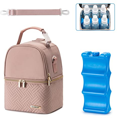 Sac isotherme Babeyer pour lait maternel avec bloc réfrigérant pour 6 biberons jusqu'à 270 ml, bandoulière pour mamans allaitantes, crèche, travail, voyage