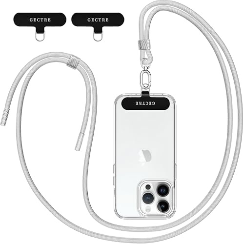 Gectre Handykette Universal, Geeignet für alle Smartphones, mit 2 Stück Universelles Patch, Handyband passend für alle Standard Handyhülle (Hellgrau)