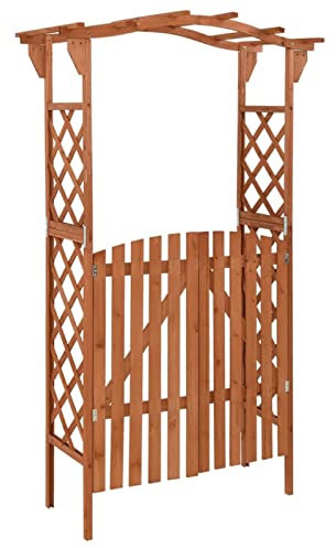 Kavolet Pergola avec portail - 116 x 40 x 204 cm - En bois massif - Porte de jardin - Arche à rosiers - Tuteur - Treillis - Arche de jardin
