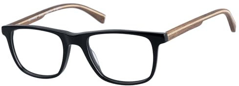 Botaniq Rechteckig Azetat Brillen in Schwarz für Herren, Brille mit Sehstärke, optional mit Sonnenbrillen tönung oder Blaulichtfilter (Modell BIO-1015-104)