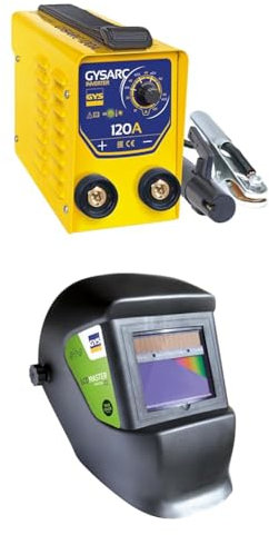 GYS - GYSARC 120 Poste à souder - Inverter - MMA - Ø 1,6 à 3,2 mm - 230 V - câble de masse et porte-électrode + Masque de Soudage LCD MASTER 11 - Teinte 11 Noir
