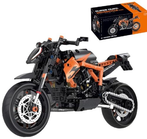 Unativer Technik Motorcycle Building Blocks Set for Superduke 1290R, 579 PCS 1:8 Super Motorbike Construction Toys, MOC Racing Superbike Model Kit, Gifts for Kids, Adults for Aged 6+ (60501)