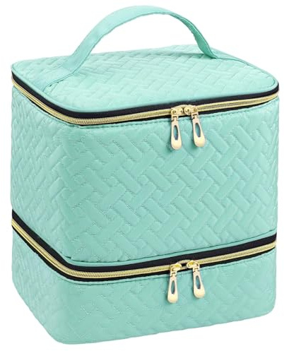 Bolsa organizadora de esmalte de uñas,Estuche organizador de bolsa de uñas - Organizador de kit de uñas de 2 capas,Organizador de suministros de uñas de gran capacidad, bolsa de maquillaje multifuncio