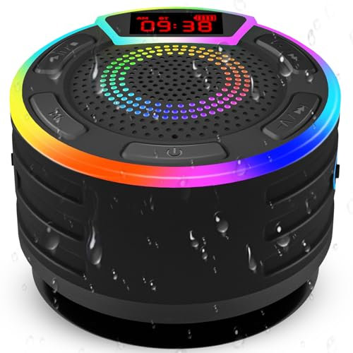 Haut-parleur de douche étanche IPX7, haut-parleur Bluetooth portable avec écran LED, ventouse, cordon, spectacle de lumières, haut-parleurs de fête pour la maison, les voyages en plein air