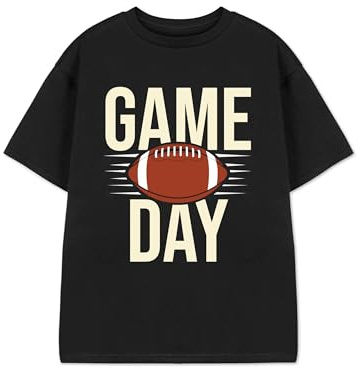 Show Me The Merch Camiseta para niños con temática de fútbol americano para niños y niñas, cuello redondo, manga corta, ropa casual y eventos deportivos, Negro, 9-10 años