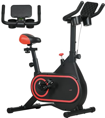 SPORTNOW Bicicleta Estática con Volante de Inercia 4 kg Carga 120 kg Rojo