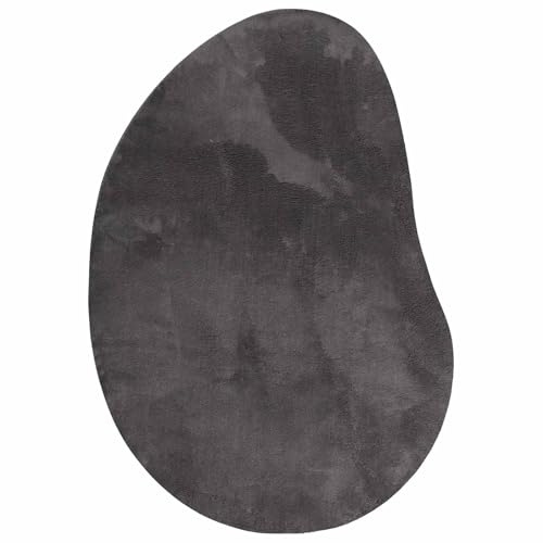 vidaXL Matta Antracit 80 x 150 cm Polyester, Vardagsrumsmatta, modern stil, halkfri, vikbar dekorativ matta, mysig inomhusmatta, mjukt golvöverdrag