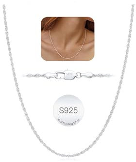 Esrael Kette Silber 925 Damen 1.5mm Silberkette Damen 925 Halskette Frauen Kordelkette Kette Silber Schmuck Geschenke für Frauen 20 Zoll