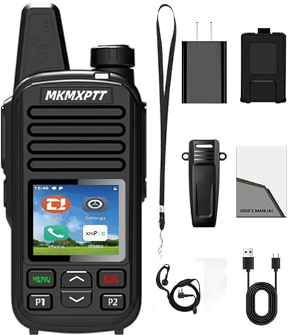 MKMXPTT Global HD Walkie-Talkie 4G LTE WiFi Bluetooth Android System 6000mAh Batteri Stor LCD-skärm Brusreducering Tvåvägs Radio med USB-laddning