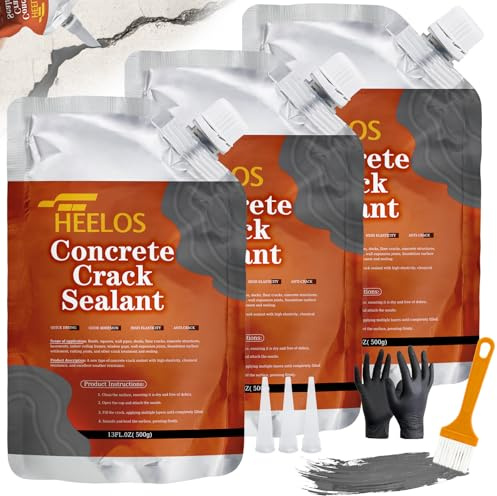 Concrete Crack Filler and Sealant,3Pack Quick Drying Cement Crack Filler Waterproof Repair Sealant, Weather Resistant Concrete Sealer Outdoor Caulking Glue for Cement-Based Driveway, Sidewalk(Grey)