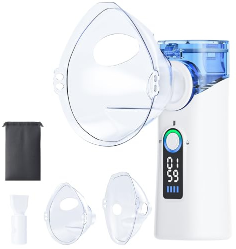 Nebulizador Portátil para Adultos, Niños y Bebés - Nebulizador Silencioso con Niebla Ultrafina, Modos Ajustables, Recargable por USB-C, Ideal para Viaje y Uso Diario (Blanco)