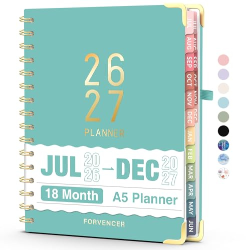 Jul 2026 - Dec 2027 Planner, Forvencer 18 Month Planner 2026-2027, 6 x 8