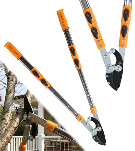 Loppers for tree trimming heavy duty extendable 24.8-43.7 inches,Tree pruning shears Rust Resistant Sharp Steel Blade Tree Limb Trimmer，Shock-Absorbing design, Non-slip Handle，Garden Tools