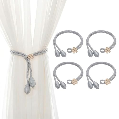 SWYZOR 4 Pezzi Fermatende per Tende Fermatenda in Cotone Tende Clip per Tende Corda de Cotone Intrecciato a mano Ferma Tende da Esterno Raccogli Tenda per Interni ed Esterni Tenda Decorazione