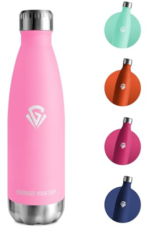 Botella de Agua Termica 500ml, Cantimplora Acero Inoxidable sin BPA, Termo con Doble Pared para Escuela, Oficina, Gimnasio, Deporte