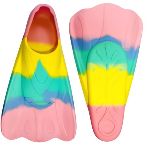 Aletas de natación, aletas de entrenamiento, aletas cortas para niños, 100% silicona, aletas cortas, para niños, adultos, entrenamiento de natación, entrenamiento en aguas abiertas, snorkeling