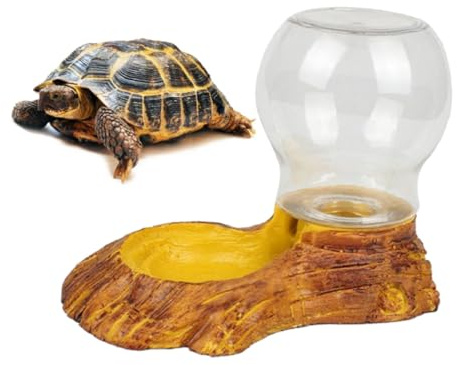 GETAJGHSD Automatic Water Feeder for Tortoise and Lizard with Resistant Coating Resin Wood Shape and Texture Bowl, Easy Cleaning Reptile Water Dispenser Suitable for Terrarium Use