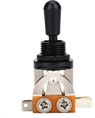 Dilwe 3-Wege Gitarre Kippschalter, Metall Pickup Wahlschalter mit Messing Tip Knob für LP E-Gitarre (Schwarz)