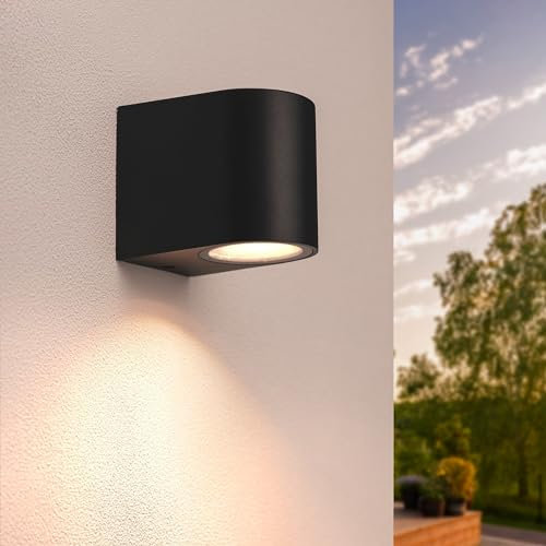Ledvion - LED Wandlampe Sacramento, GU10 Fassung, IP54, Schwarz, Außenlampe, Außenbeleuchtung, Gartenbeleuchtung, Fassadenbeleuchtung