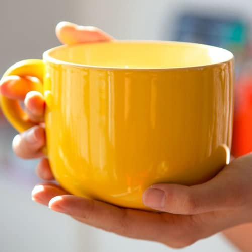 Arawat Taza Grande Tazones de Cereales con Henke XXL Taza de Café Taza Grande de Cerámica para Té con Cuchara Posavasos 600ml Taza de Café Tazón de Cereales Taza Regalo de Cumpleaños Taza de Café