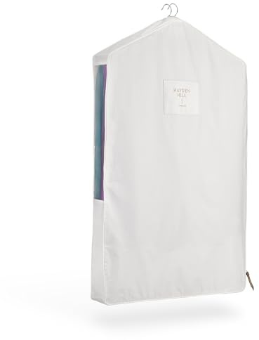 Hayden Hill Luxury Organic Cotton Garment Bag - Short 40 Inch - Breathable Hanging Storage For Dresses, Coats, Suit Covers For Men and Women - Clothes Covers Protector Bags - Certified Carbon Neutral
