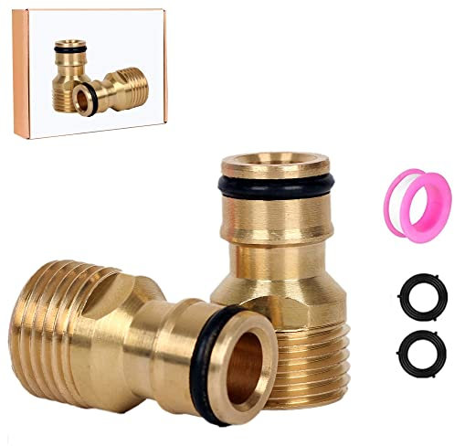 CZSYZCZS 2 Pack Garden Hose Connector Shower Hose, 1/2 inch Brass Male Threaded Tap Adapter, Pipe, 1/2'' BSP Watering Fittings(Brass Thread)