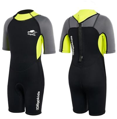 Gogokids Shorty Neoprenanzug Kinder, 2,5mm Neopren Thermo Kurze Nassanzüge mit Rückenreißverschluss, UV-Schutz Neoprenanzüge für Jungen Mädchen 3-10 Jahre zum Schwimmen, Surfen, Tauchen