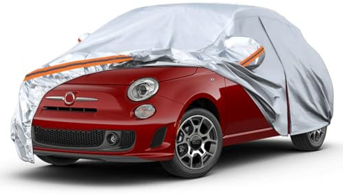 Bâche Voiture Étanche Compatible avec Renault Twingo Peugeot 107 108 Fiat Panda/500/500C/500E Abarth 500, Housse de Protection Voiture Extérieur Respirante Contre Pluie Soleil Poussière