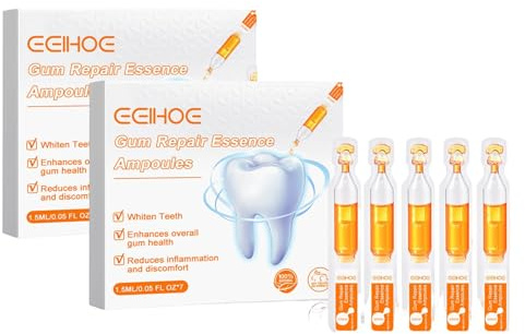 2 Cajas Ampollas de Tratamiento Reparador de Encías, Ampollas de Esencia Reparadora de Encías, Suero Blanqueador de Dientes, para Eliminación de Sarro Y Placa