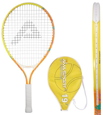 AMA SPORT - AT-X-Orange19-102C - Raquette de Tennis Junior 19 Pouces - Confortable et Maniable - pour Enfant 3 à 4 Ans - Débutant - Légère et Durable - Equipement Tennis