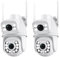ANBIUX 2K Camara Vigilancia WiFi Exterior con Doble Lente, PTZ Cámara IP Vigilancia Domicilio, Cámara de Seguridad con Visión Nocturna Color, Seguimiento Automático, Audio Bidireccional, 2 Piezas