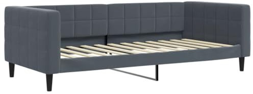 vidaXL Tagesbett, Gästebett ohne Matratze, Bettsofa Schlafsofa für Schlafzimmer Wohnzimmer, Bettgestell Lattenrost Sofa, Modern, Dunkelgrau 100x200cm Samt