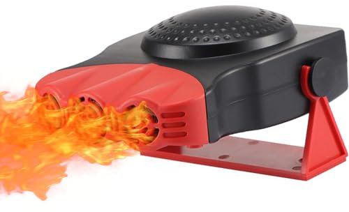 Leaflai 12V Autoheizung, Tragbare Auto-heizung 150W Winter-Auto-Heizung-Kit mit Heiz-/Kühlfunktion Plug-in Zigarettenanzünder Luftkühlventilator für 12Volt Autos, LKWs, SUV, Van (Rot)