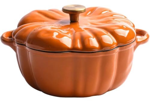 BESTXH Pumpkin Pot, Pumpkin Dutch Oven Pot, 1.5L Non Stick Enamel Pumpkin Dutch Oven, Pumpkin Dutch Oven Pot with Lid and Handle, Pumpkin Pot for Stew, for Halloween,Orange,1.5L