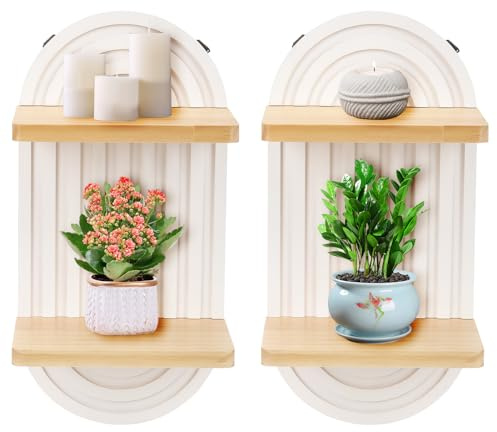 BlyeMichdi 2 Pezzi Mensole da Muro in Legno Bohémien, Mensole Galleggianti per Parete, Decorazione da Parete in Stile Bohémien, Scaffalatura per Camera da Letto, Soggiorno, Cucina, Bagno