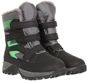 Mountain Warehouse Chill Youth Waterproof Boots - IsoTherm Kids Shoes with Rubber Outsole & Deep Lugs - Winter Skiing, Winter Sports, Walking Black Junior Shoe Size 1
