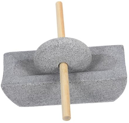 Cabilock 1 Set Antique Style Stone Grinding Mill Traditional Hand Crank Tea Grinder with Wood Handle for Grain Coffee Beans and Spices