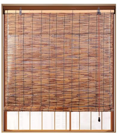 Estores de Bambú for Exteriores Estores enrollables con mosquitera con función de elevación Junquillos Impermeables Resistentes al Sol y Transpirables(43x87in/110x220cm)