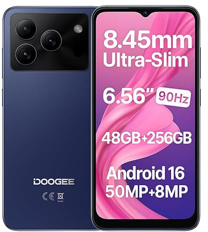 DOOGEE Note 56 Plus Android 16 Téléphone Portable Déverrouillé, Design Fin et Élégant, 48GB+256GB, 6.56 90Hz Écran, 4G Smartphone, 50MP AI, Batterie 6150mAh, Dual SIM, Widevine L1, GPS NFC Violet