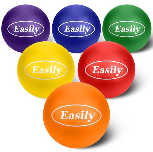 Easily Foam Dodgeball Balls, Soft Skin Playground Balls with Mesh Storage Bag for Kids and Adults, 6 PCS Dodgeball Set