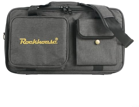 Alanmoship Bolsa de transporte para pedales de efectos de guitarra con múltiples tamaños, funda de almacenamiento de tela Oxford para músicos, compartimentos espaciosos, color negro (M)