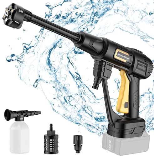 Akku Hochdruckreiniger für Makita 18V Akku, Mobile Reinigung und Bewässerung Druckreinigerpistole, Druckreiniger mit 6-IN-1 Düse [21V, 20 Bar, 4 L/min] für Auto, Garten (Ohne Akku)