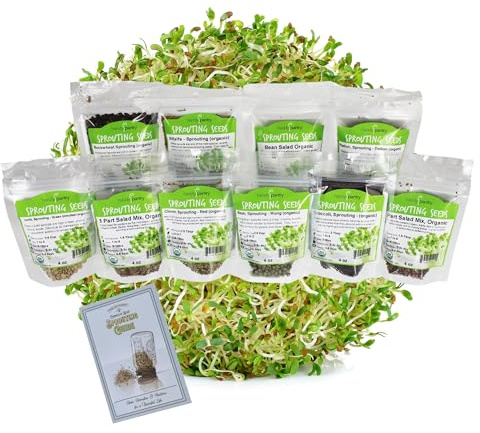 Organic Sprouting Seed Mix – 2.5 lb – 10 Varieties: Alfalfa, Mung Bean, Broccoli, Lentil, Clover, Buckwheat, Radish, Bean Salad, More