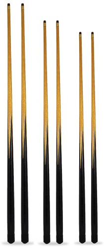 6 Pool Snooker cues with 11mm screw on tips - 2 each of 36, 48 & 52 plus free cue tips