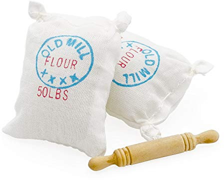 Odoria 1/12 Miniatura 2 Bolsas de Harina y 1 Rodillo Cocina Accesorio para Casa de Muñecas