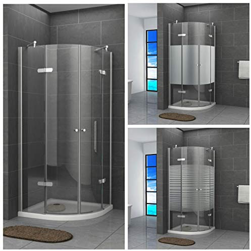 Duschkabine Viertelkreis Duschabtrennung Glas Runddusche 5 cm Eckdusche Pendel, Größe:100 x 100 x 190 cm, Dusche_Amazon:Klarglas | ohne Duschtasse & Ablauf