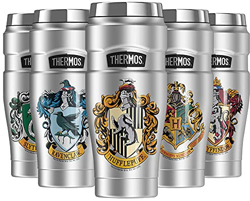 Harry Potter Hufflepuff House Crest, THERMOS STAINLESS KING Stainless Steel Travel Tumbler, Vacuum insulated & Double Wall, 16oz