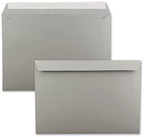 50x große XXL Briefumschläge DIN C4 in Graphit (Grau) - 22,9 x 32,4 cm - Haftklebung ohne Fenster - Versandtasche für DIN A4 geeignet
