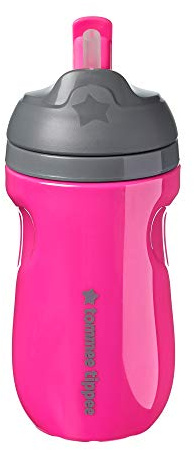 Tommee Tippee Gobelet isotherme avec paille pour enfant de 12 mois et plus, 1 pièce, rose 549358